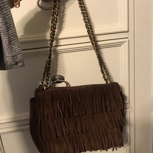 Brown fringe suede purse! Tory Burch! Barely used!